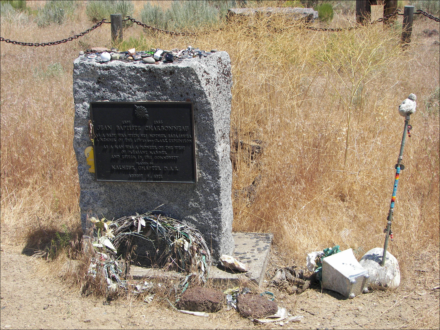 Grave site of Jean Baptiste Charbonneau